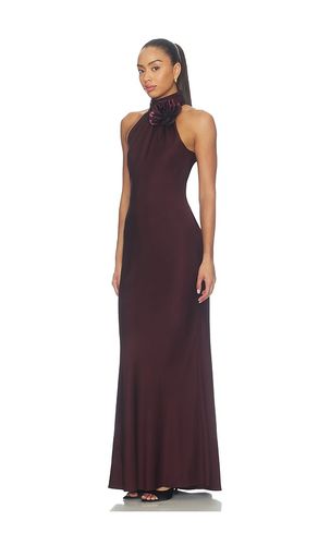 ROBE MAXI EN SATIN CHOCOLAT en . Taille 2/XS. Also en 4/S, 6/SM, 8/M - Nadine Merabi - Modalova