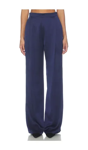PANTALON JAMBES LARGES EN SATIN BLEU MARINE en . Taille 10/L. Also en 4/S, 6/SM, 8/M - Nadine Merabi - Modalova