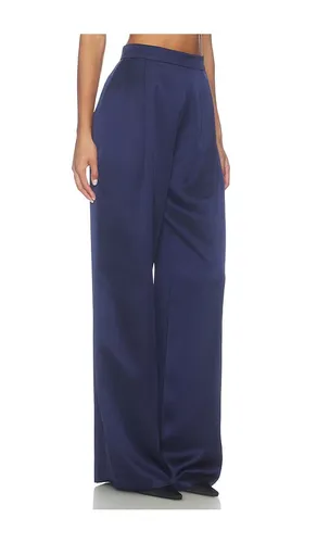 PANTALON JAMBES LARGES EN SATIN BLEU MARINE en . Taille 10/L. Also en 4/S, 6/SM, 8/M - Nadine Merabi - Modalova