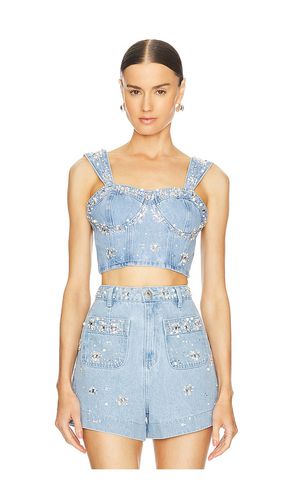 Hand-Beaded Denim Top in . Size 10, 2, 4, 8 - PatBO - Modalova