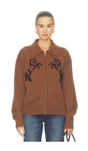 BLOUSON BOMBER BRODERIE CHEVAL EN MÉLANGE DE CACHEMIRE en . Taille L. Also en M, S, XS - White & Warren - Modalova