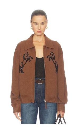 BLOUSON BOMBER BRODERIE CHEVAL EN MÉLANGE DE CACHEMIRE en . Taille L. Also en M, S, XS - White & Warren - Modalova