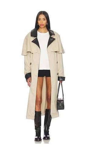 Faux Leather Trim Trench Coat en . Taille L. Also en - WeWoreWhat - Modalova