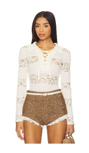Collared Stripe Lace Polo Top en . Taille L. Also en XL - Yuhan Wang - Modalova