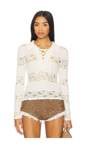 Collared Stripe Lace Polo Top en . Taille L. Also en XL - Yuhan Wang - Modalova