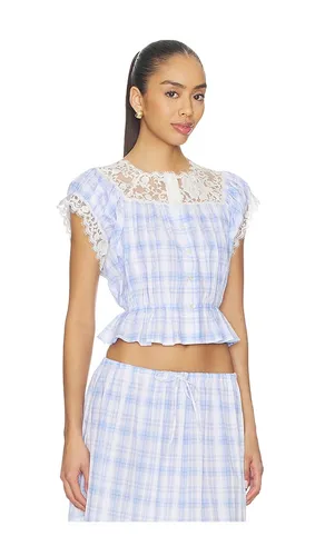 Lace Trim Button Check Top en ,. Taille L. Also en S - Yuhan Wang - Modalova