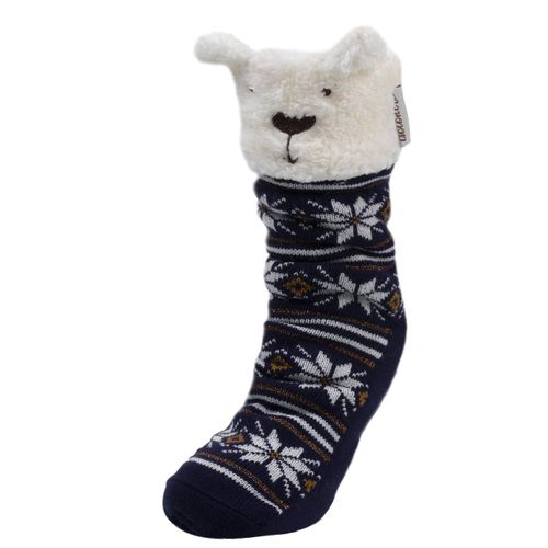 Chaussettes D'intérieur En Maille, Doublé Sherpa, Antidérapante Jacquard Marine - Isotoner - Modalova