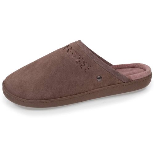Chaussons Mules Ultra Confortables Et Légères, En Coton Biologique Et Semelle À Mémoire De Forme Taupe - Isotoner - Modalova