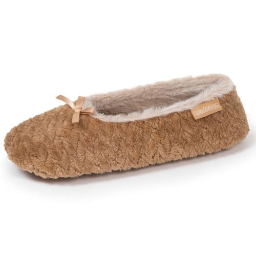 Chaussons Ballerines Micro Éponge, Semelle Antidérapante Camel - Isotoner - Modalova