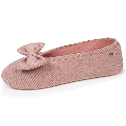 Chaussons Ballerines Ultra Confortables, Semelle En Cuir, Détail Grand Nœud Chiné - Isotoner - Modalova