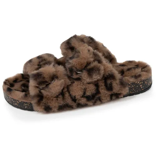 Chaussons Mules Ouvertes Amorti Talon, Confort À La Marche Léopard - Isotoner - Modalova