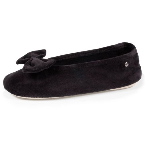 Chaussons Ballerines Ultra Confortables, En Coton Biologique Et Semelle En Cuir, Détail Grand Nœud - Isotoner - Modalova