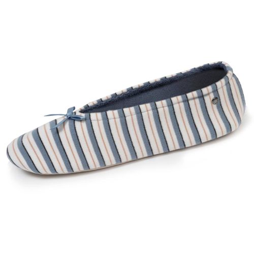 Chaussons Ballerines Ultra Confortables, Semelle En Cuir, Détail Grand Nœud Rayure Marinière - Isotoner - Modalova