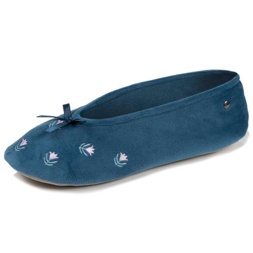 Chaussons Ballerines Ultra Confortables, Semelle En Cuir, Détail Grand Nœud Canardfleurs - Isotoner - Modalova