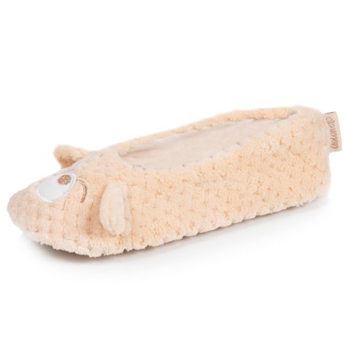 Chaussons Ballerines Micro Éponge, Semelle Gomme Antidérapante Abricot - Isotoner - Modalova