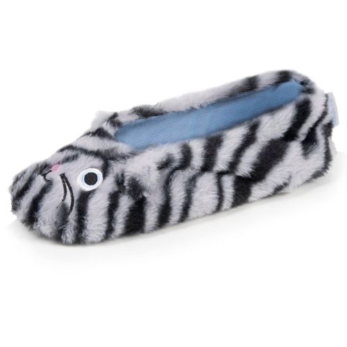 Chaussons Ballerines Imitation Fourrure, Semelle Gomme Antidérapante Foncé Tigré - Isotoner - Modalova