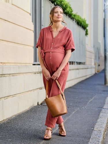 Combinaison de grossesse en gaze de coton bio terracotta - Envie De Fraise - Modalova