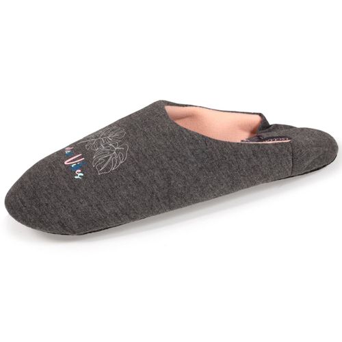 Chaussons Mules En Jersey Et Semelle À Picots Antidérapants Chiné Foncé - Isotoner - Modalova