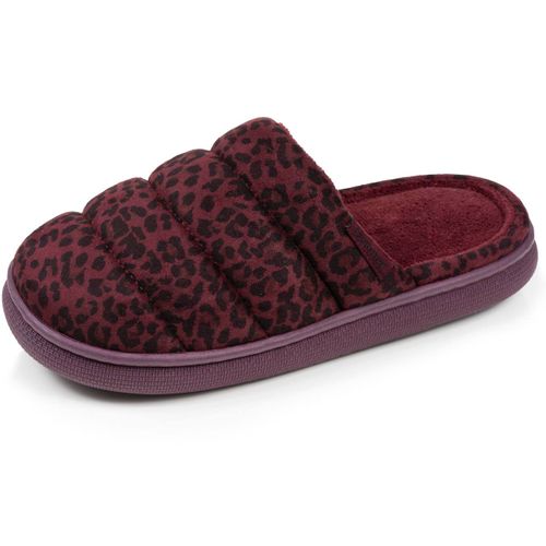 Chaussons Mules Velours Semelle Bloup Xtra Confort Léopard Bordeaux - Isotoner - Modalova