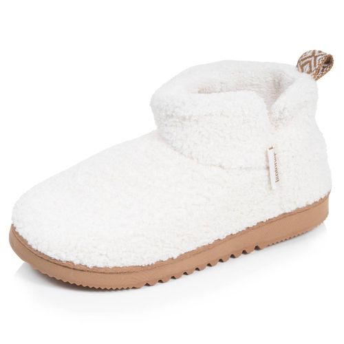 Chaussons Bottillons Maille Bouclette - Semelle Crantée Ivoire - Isotoner - Modalova