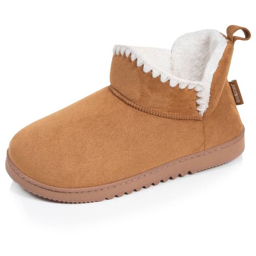Chaussons Bottillons Maille Bouclette - Semelle Crantée Camel - Isotoner - Modalova