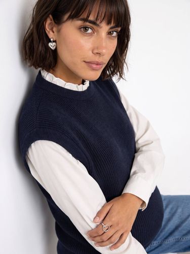 Pull de grossesse col volant marine - Vertbaudet - Modalova