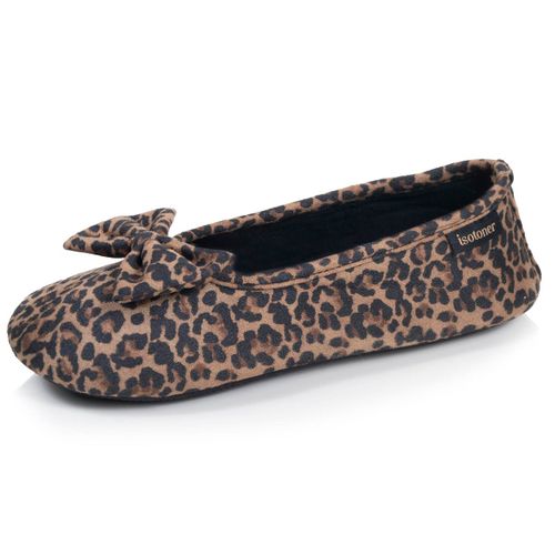 Chaussons Ballerines Suédine, Semelle Souple, Mousse À Mémoire Forme Léopard - Isotoner - Modalova