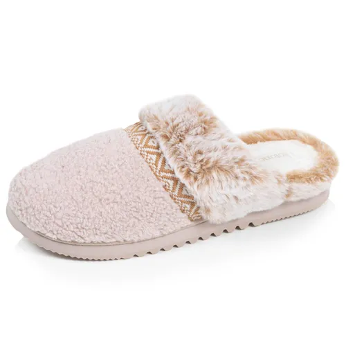 Chaussons Mules Ultra Confortables, En Maille Bouclette, Semelle Crantée - Isotoner - Modalova