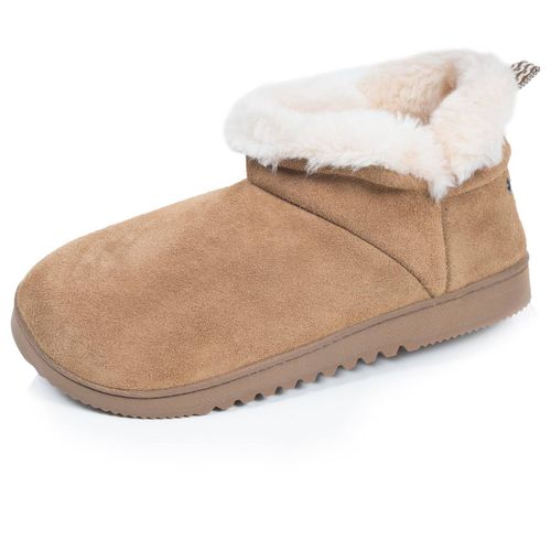 Chaussons Bottillons Cuir Camel Semelle Gomme Crantés Camel - Isotoner - Modalova