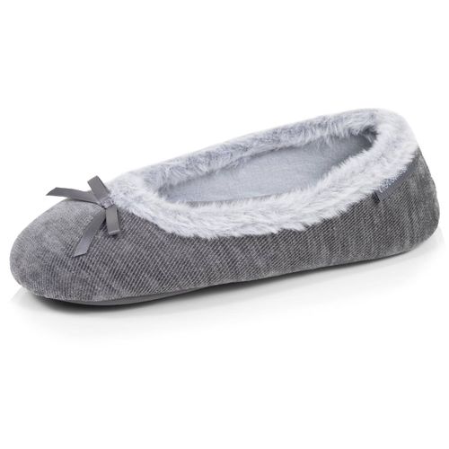 Chaussons Ballerines Sergé Pailleté, Semelle Gomme Ultra Souple Foncé - Isotoner - Modalova