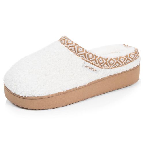 Chaussons Mules Suédine À Semelle Compensé De 3,5 Cm, Confort Ivoire - Isotoner - Modalova