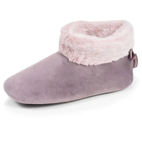 Chaussons Bottillons Microvelours, Semelle Gomme Ultra Souple Taupe - Isotoner - Modalova