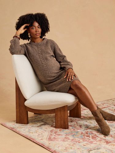Robe pull de grossesse maille torsadée taupe - Envie De Fraise - Modalova