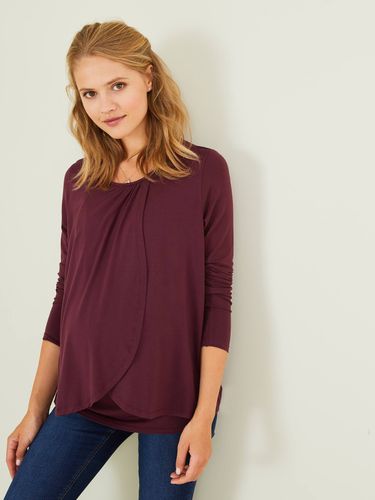 T-shirt grossesse et allaitement pans croisés aubergine - Vertbaudet - Modalova