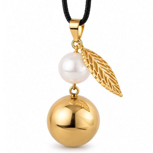 De Grossesse Collier Perle Et Feuille Or - Bola - Modalova