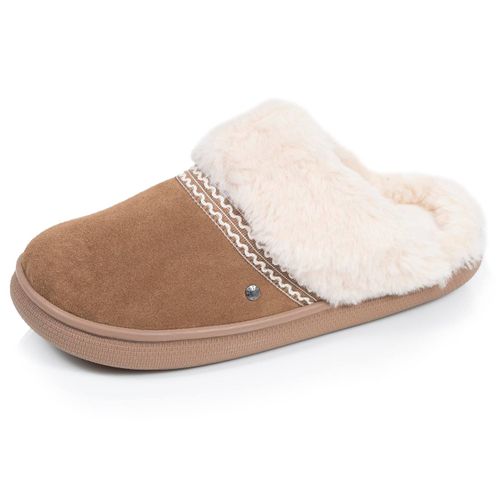 Chaussons Mules Cuir Semelle Bloup Extra Confort Camel - Isotoner - Modalova