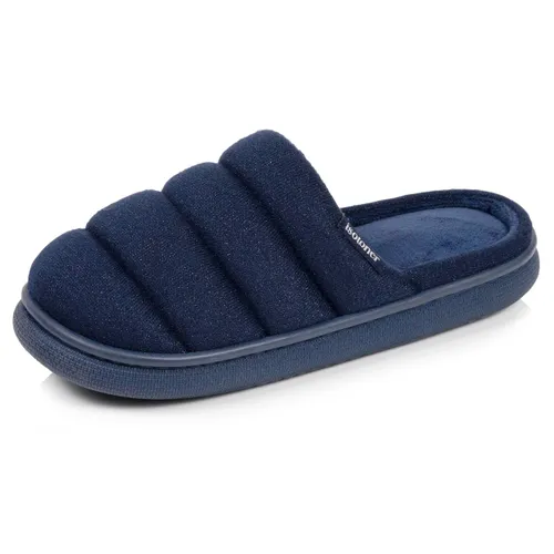 Chaussons Mules Microvelours Semelle Bloup Extra Confort Marine - Isotoner - Modalova
