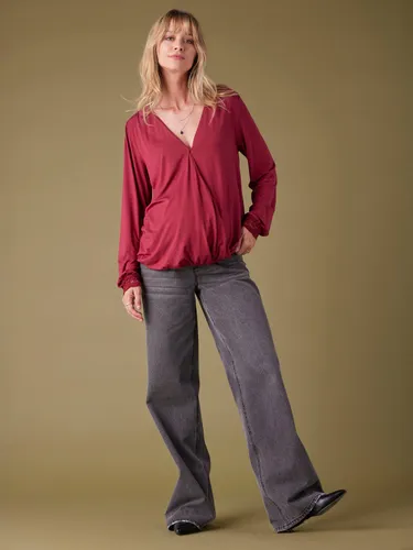 Tee-shirt grossesse effet blouse croisé devant bordeaux - Envie De Fraise - Modalova