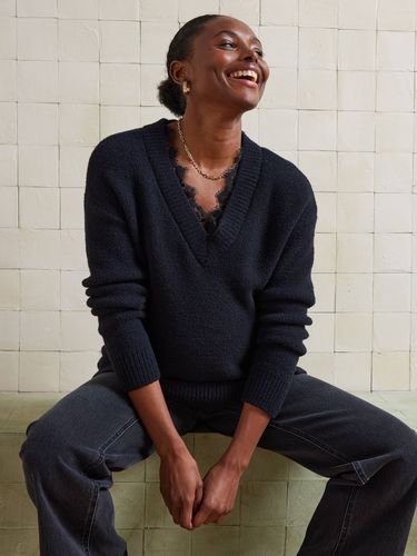 Pull col V grossesse maille mousseuse et dentelle - Vertbaudet - Modalova