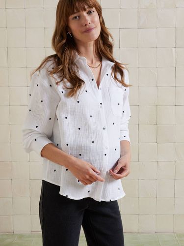 Chemise gaze de coton brodé FM grossesse et allaitement - Vertbaudet - Modalova