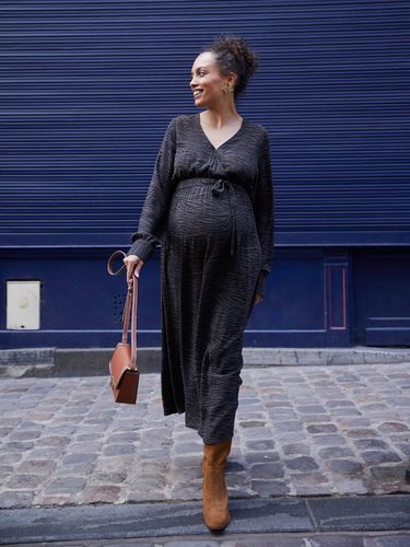 Robe longue grossesse et allaitement motif zébré chocolat - Envie De Fraise - Modalova