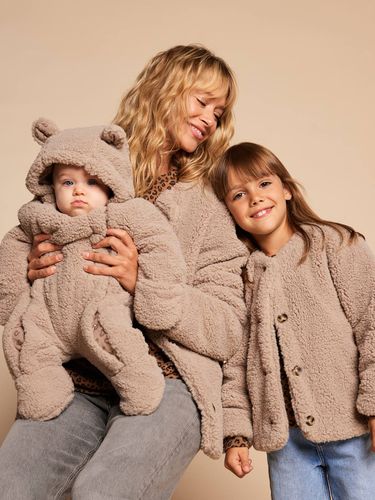 Veste fille sherpa doublée léopard collection capsule mère-fille taupe - Envie De Fraise - Modalova