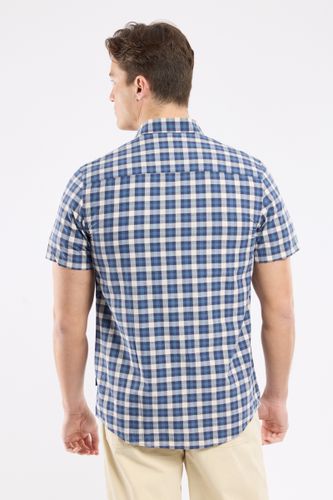 Chemise à carreaux ENISCO - coton et lin - BERMUDES - Modalova