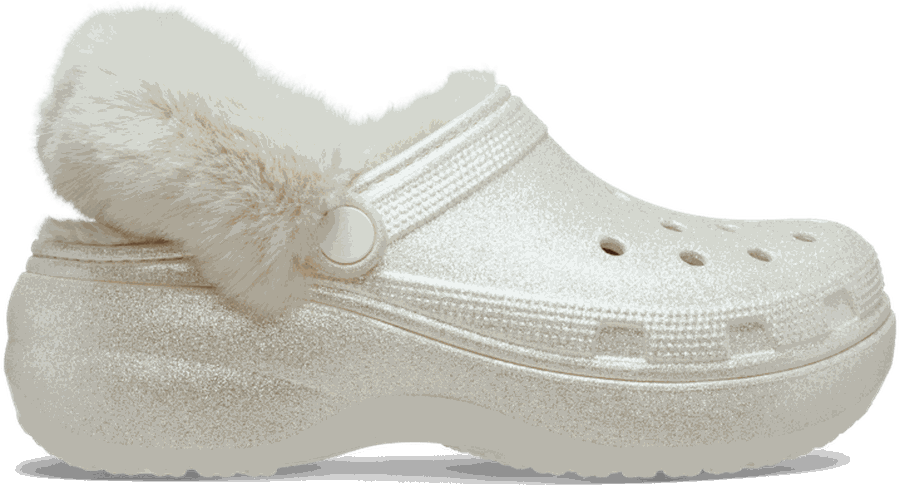 Crocs Classic Platform Fuzz Lined Glitter Sabots s Chalk 34 - Crocs FR Feed New - Modalova