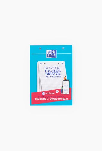 Bloc de 30 fiches Bristol perforées blanches, format A5, petits carreaux, papier certifié PEFC - OXFORD - Modalova