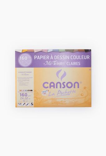 Pochette papier à dessin - 12 feuilles - 24 x 32 cm - 160g Mi-Teintes Claires - CANSON - Modalova