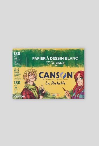 Pochette papier à dessin - 12 feuilles - A4 - 180 gr - blanc - CANSON - Modalova