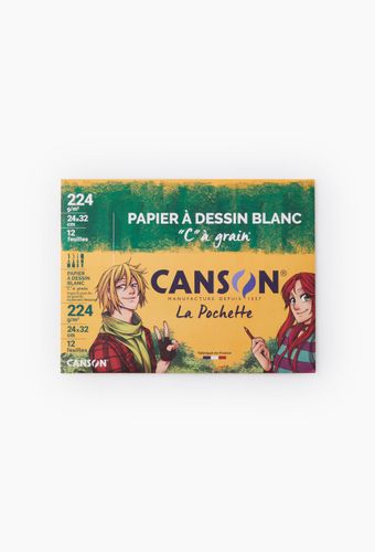Pochette papier à dessin - 12 feuilles - 24 x 32 cm - 224 gr - blanc - CANSON - Modalova