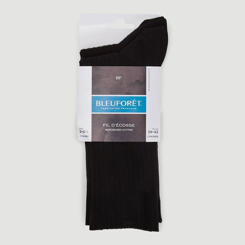 Lot de 2 paires de chaussettes à cotes en fil d'écosse Bleuforêt - BLEU FORET - Modalova