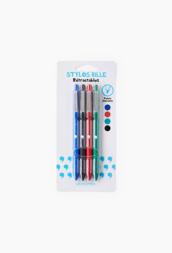 Stylos bille bleu, noir, rouge, vert - MONOPRIX - Modalova
